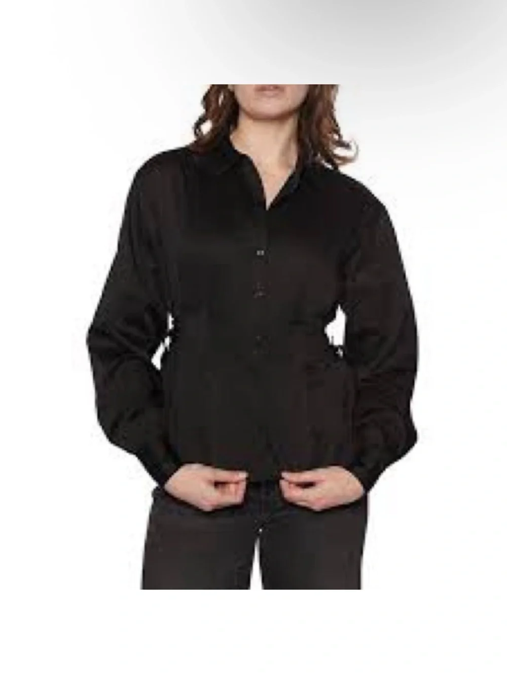 Guess Black Button-Front Peplum Blouse - Picture 3 of 8